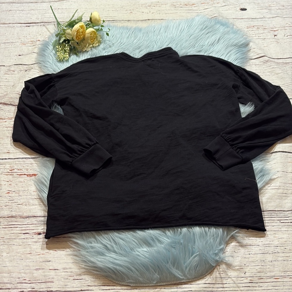 Nation LTD Gold Button Black Long Sleeve Top sz S - Picture 9 of 9